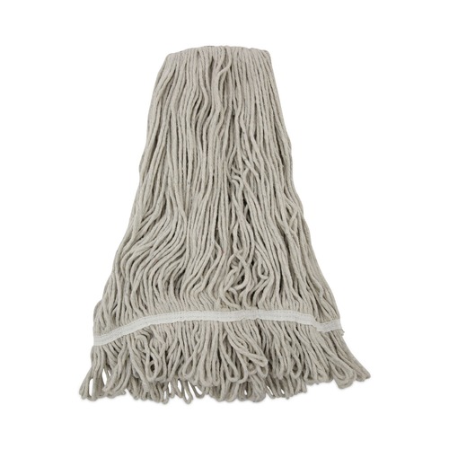 Mop Heads | Boardwalk BWK4032C No. 32 Loop Web/Tailband Value Standard Cotton Mop Head - White (12/Carton) image number 0
