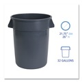 Indoor Waste Receptacles | Boardwalk 3485198 32 Gallon Linear-Low-Density Polyethylene Round Waste Receptacle - Gray image number 3
