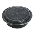 Food Containers & Lids | GEN FCPP-BC-32RND 7.28 in. x 7.28 in. x 2.55 in. 32 oz. Plastic Microwavable Food Container with Lid - Round Black/Clear (150/Carton) image number 1