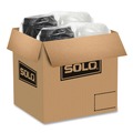 Food Containers & Lids | SOLO 809011-PP94 OctaView 9.55 in. x 9.1 in. x 3 in. 31 oz. Plastic Hinged-Lid Hot Food Containers - Black/Clear (100/Carton) image number 1