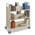 Carts | Safco 5357SA 36 in. x 18.5 in. x 43.5 in. 300 lbs. Capacity 6 Shelves Metal Steel Double-Sided Book Cart -  Sand image number 0