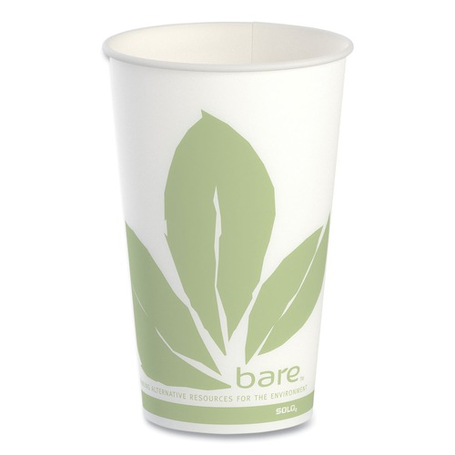 Cups | SOLO RW16BB-JD110 Bare Eco-Forward 16 oz. Paper Cold Cups - Green/White (1000/Carton) image number 0