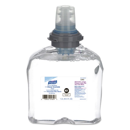 Hand Sanitizers | PURELL 5393-02 1200 ml Refill Fragrance-Free Advanced Hand Sanitizer E3-Rated Foam (2/Carton) image number 0