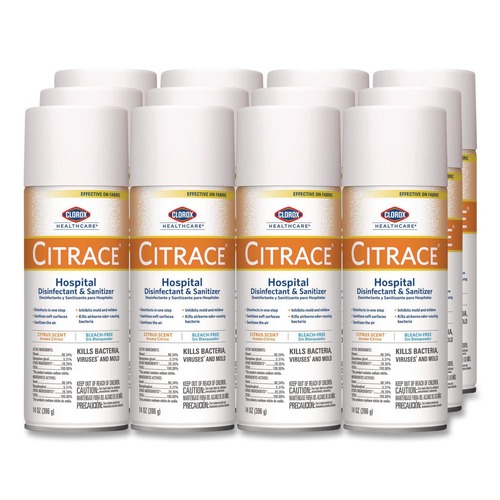 Disinfecting & Cleaning Solutions | Clorox Healthcare 49100 14 oz. Aerosol Citrus Citrace Hospital Disinfectant and Deodorizer (12/Carton) image number 0