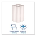 High-Density Trash Bags | Boardwalk Z6036LN GR1 High Density 30-Gallon 8 microns Can Liners - Natural (25 Bags/Roll, 20 Rolls/Carton) image number 6