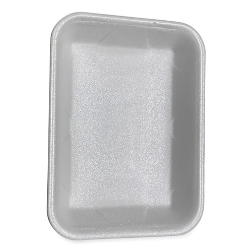 Food Containers & Lids | GEN 4PWH 9.5 in. x 7.19 in. x 1.2 in. #4P Meat Trays - White (500/Carton) image number 0