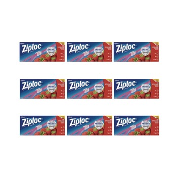 Ziploc 316489 9.5 in. x 2.63 in. x 10.56 in. Gallon Slider Storage Bags - Clear (9/Carton)