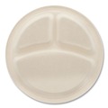 Plates | Boardwalk BWKPLT3C10NPFA 10 in. 3-Compartment Bagasse PFAS-Free Dinnerware Plate - Tan (500/Carton) image number 2