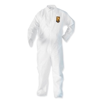 COVERALLS | Ansell 38932 A35 Zipper Front, Elastic Wrists and Ankles Liquid and Particle Protection Coveralls - 3X-Large, White (25/Carton)