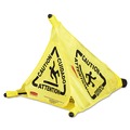 Signs | Rubbermaid Commercial FG9S0000YEL 3-Sided Fabric 21 in. x 21 in. x 20 in. Multilingual "Caution" Pop-Up Safety Cone - Yellow image number 1