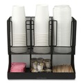 Perforated Roll & Hand Towels | Mind Reader UPMESH-BLK 5 in. x 13 in. x 11.5 in. 2-Tier 6-Compartment Network Collection Coffee Cup and Condiment Countertop Organizer - Black image number 5
