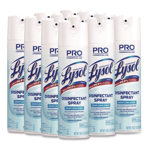 Disinfecting & Cleaning Solutions | Professional LYSOL Brand 36241-74828 19 oz. Aerosol Spray Disinfectant Spray Crisp Linen (12/Carton) image number 0