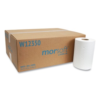 Morcon Paper W12350 MORSOFT UNIVERSAL ROLL TOWELS, 8-in X 350 FT, WHITE, 12 ROLLS/CARTON