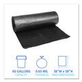 Low-Density Trash Bags | Boardwalk H7658HKKR01 38 in. x 58 in. 60 gal. 0.65 mil Low-Density Can Liners - Black (100/Carton) image number 4