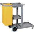 Perforated Roll & Hand Towels | Boardwalk JC1945SBWK23 19 in. x 45 in. x 39 in. 4 Shelves 1 Bin Plastic Janitor's Cart - Gray image number 0