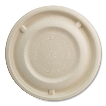 World Centric BBL-SC-12N-LF 4.7 in. Diameter Paper Fiber Lids for Bowls - Natural (500/Carton)