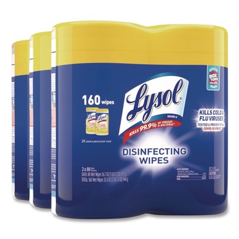 LYSOL Brand 19200-80296 1-Ply 7 in. x 7.25 in. Lemon and Lime Blossom Disinfecting Wipes - White (2/Pack)