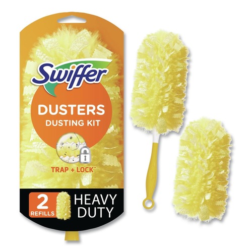Dusters | Swiffer PGC08109 6 in. Handle Heavy Duty Dusters Starter Kit with Two Disposable Dusters (1-Kit) image number 0