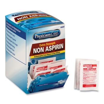 MEDICINES | First Aid Only 40800-001 XStrength Non-Aspirin Acetaminophen Pain Relievers/Medicines (250/Box)