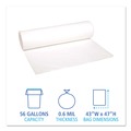 Low-Density Trash Bags | Boardwalk H8647HWKR01 43 in. x 47 in. 56 gal. 0.6 mil Low-Density Waste Can Liners - White (100/Carton) image number 3