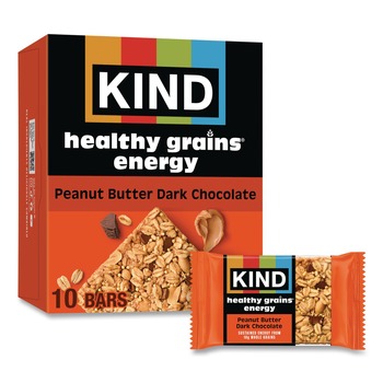MEALS AND SNACK BARS | KIND 67075 1.4 oz Healthy Grains Energy Bars - Peanut Butter Dark Chocolate (10/Box)
