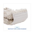 Mop Heads | Boardwalk BWK524C 24 oz. Pro Loop Web/Tailband Premium Saddleback Cotton Mop Head - White (12/Carton) image number 6