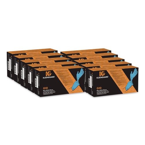 Food Service Disposable & Single Use Gloves | KleenGuard 57371 9.5 in. Long 6 mil Thick Powder-Free G10 Nitrile Gloves - Small Blue (10-Boxes/Carton) image number 0