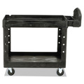 Carts | Rubbermaid Commercial FG452088BLA 25.9 in. x 45.2 in. x 32.2 in. 500 lbs. Capacity 2 Lipped Shelves Heavy-Duty Plastic Utility Cart - Black image number 6