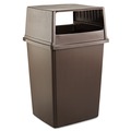 Waste Receptacle Lids | Rubbermaid Commercial FG256V00BRN 23 in. x 26.63 in. x 13 in. Hooded Top Glutton Receptacle without Door - Brown image number 2