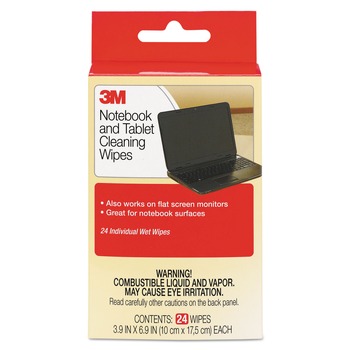 DISINFECTING AND CLEANING WIPES | 3M CL630 7 in. x 4 in. 1-Ply Notebook Screen Cloth Cleaning Wet Wipes - Unscented, White (24/Pack)