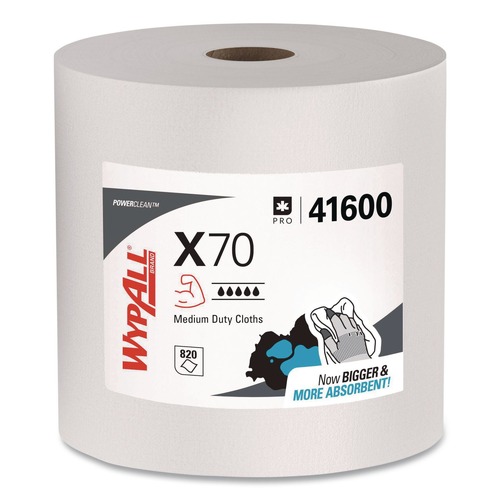 Perforated Roll & Hand Towels | WypAll 41600 X70 12-1/2 in. x 12-2/5 in. Cloths - White, Jumbo (870 Towels/Roll) image number 0