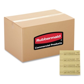 Rubbermaid Commercial FG425200YEL 16.5 in. x 20 in. 16 oz. Caution Wet Floor Over-the-Spill Pad (22 Sheets/Pack)