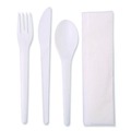 Cutlery Kits | Eco-Products EP-S015 Plantware Compostable Fork/Knife/Napkin/Spoon Cutlery Kit - Pearl White (250/Carton) image number 2