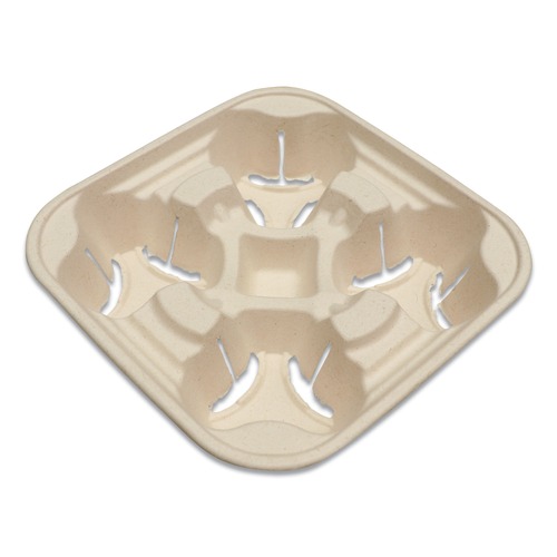 Cup Trays | World Centric CCFB4LF 8 oz to 22 oz Fiber Cup Carriers - Natural (600/Carton) image number 0