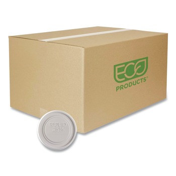 Eco-Products EP-BRSCLID-L Evolution World EcoLid 25 Percent Recycled Food Container Lid Fits 12 to 32 oz Containers - White (500/Carton)