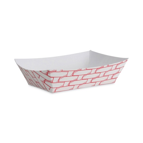 Food Containers & Lids | Boardwalk BWK30LAG200 2 lbs. Capacity Paper Food Baskets - Red/White (1000/Carton) image number 0
