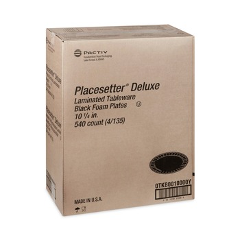 Pactiv Corp. 0TKB0010000Y 10.25 in. Diameter Placesetter Deluxe Laminated Foam Plate Dinnerware - Black (540/Carton)