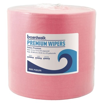 Boardwalk BWK-P080JPR 12 in. x 12 in. Hydrospun Wipers - Red (475/Roll)