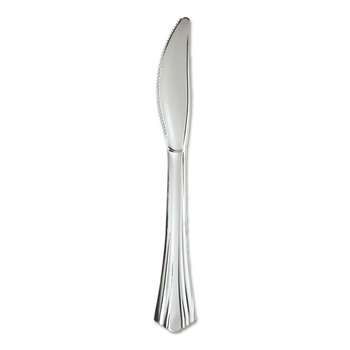 WNA WNA 630155 7 1/2 in. Reflections Design Heavyweight Plastic Knives - Silver (600/Carton)