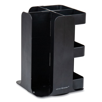 PRODUCTS | Mind Reader CUPOSPIN-BLK 8 in. x 8 in. x 12 in. 8-Compartment Anchor Collection Coffee Cup, Lid, and Condiment Carousel Countertop Organizer - Black
