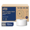 Toilet Tissues | Tork 12024402 Advanced 3.48 in. x 751 ft. 2-Ply Septic Safe Mini-Jumbo Roll Bath Tissue - White (12/Carton) image number 1