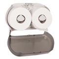 Toilet Tissue Dispensers | Tork 56TR 19.29 in. x 5.51 in. x 11.83 in. Twin Jumbo Roll Bath Tissue Dispenser - Smoke/Gray (1/Carton) image number 3