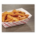 Food Trays & Liners | SCT SCH 0425 7.2 in. x 4.95 in. x 1.94 in. 3 lbs. Capacity Paper Food Baskets - Red/White (500/Carton) image number 2