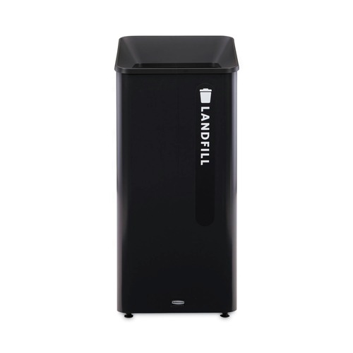 Indoor Waste Receptacles | Rubbermaid Commercial 2078988 Sustain 23 gal Metal/Plastic Decorative Refuse with Recycling Lid - Black image number 0