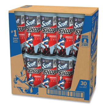 PERFORATED ROLL AND HAND TOWELS | Scott 75130 9.4 in. x 11 in. Standard Shop Towels - Blue (55/Roll 30 Rolls/Carton)