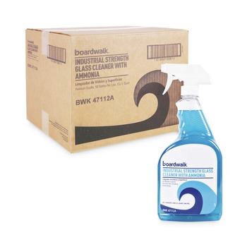 DISINFECTING AND CLEANING SOLUTIONS | Boardwalk 585600-12ESSN 32 oz. Trigger Spray Bottle Industrial Strength Glass Cleaner with Ammonia - Unscented (12/Carton)