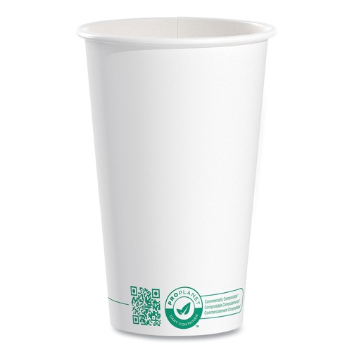 Cups | SOLO 316PLA-PLANET 16 oz Compostable Paper Hot Cups - White/Green (1000/Carton) image number 0