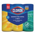 Cleaning Cloths & Wipes | Clorox 30112 7 in. x 8 in. 1-Ply Disinfecting Wipes - Fresh Scent/Citrus Blend (35/Canister, 3/Pack, 5 Packs/Carton) image number 1