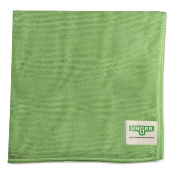 Unger MF400 16 in. x 15 in. SmartColor Microfiber MicroWipes - Green (10/Pack)