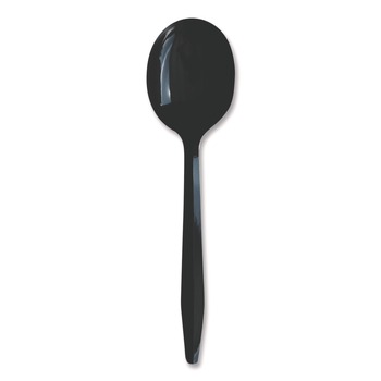 Boardwalk BWKSOUPBLHVY Heavyweight Polypropylene Soup Spoon Cutlery - Black (1000/Carton)